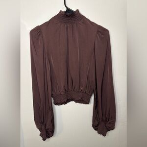 Smocking-detail blouse - Plum